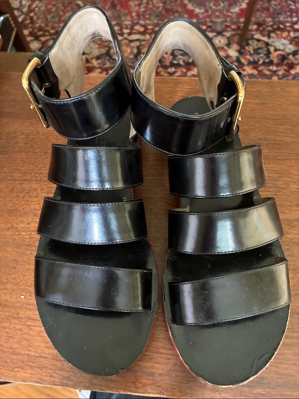 Marni Italy Black Strappy Women’s Sandals with Buckle and red details